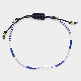 Pearl Accented Beaded Cinch Pull Tie Bracelet