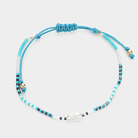 Pearl Accented Beaded Cinch Pull Tie Bracelet