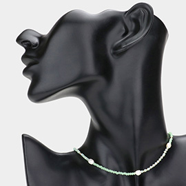 Pearl Accented Faceted Beaded Choker Necklace