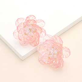 Faceted Bead Centered Resin Flower Earrings