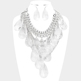 Lucite Teardrop Cluster Statement Necklace