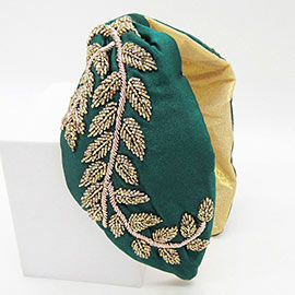 Beaded Leaf Cluster Knot Burnout Headband