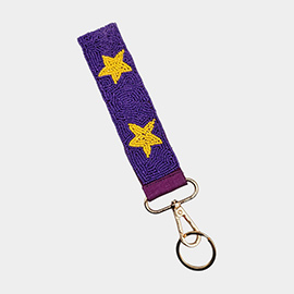 Seed Beaded Star Keychain Wristlet Strap