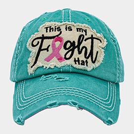 This Is My Fight Hat Message Pink Ribbon Accented Vintage Baseball Cap