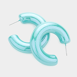 Hologram 1.5 Inch Hoop Earrings