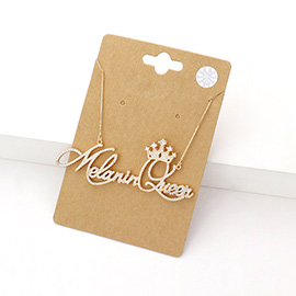 CZ Melanin Queen Message Pendant Necklace