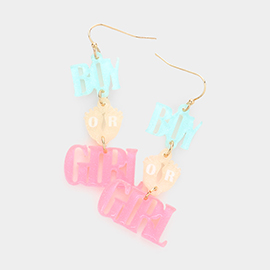 Boy or Girl Glittered Message Link Dangle Earrings