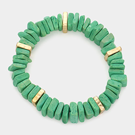 Square Wood Cluster Stretch Bracelet