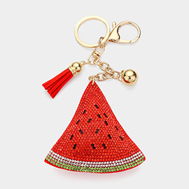 Bling Studded Watermelon Tassel Keychain