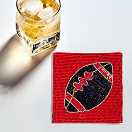 Game Day Sequin Beaded Football Coaster