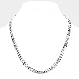 6 Diamond Cut Stainless Steel 20 Inch 8mm Cuban Metal Chain Necklace