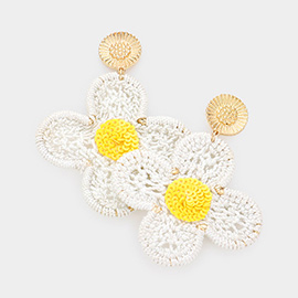 Crochet Flower Dangle Earrings