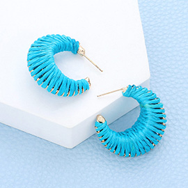 Raffia Wrapped Hoop Earrings