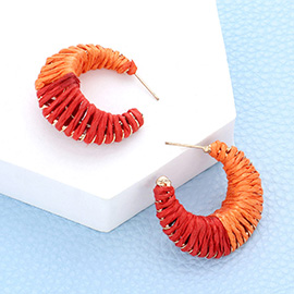 Raffia Wrapped Hoop Earrings