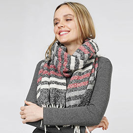 Striped Fringe Scarf