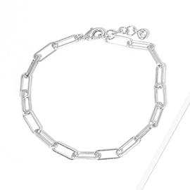 White Gold Dipped Open Metal Oval Link Bracelet