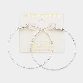 14K White Gold Dipped 2 Inch Metal Hoop Earrings