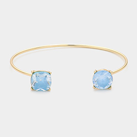 CZ Cushion Square Round Stone Tip Cuff Bracelet