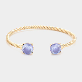 CZ Round Stone Tip Cuff Bracelet