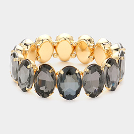 Oval Stone Stretch Evening Bracelet