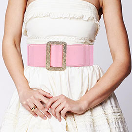 Stone Embellished Open Rectangle Elastic Belt