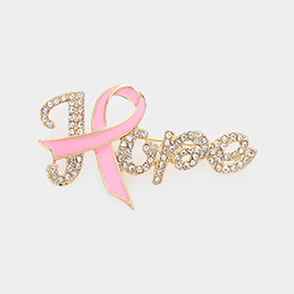 Enamel Metal Pink Ribbon Pointed Hope Message Pin Brooch