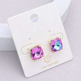 Cushion Square Stone Stud Evening Earrings