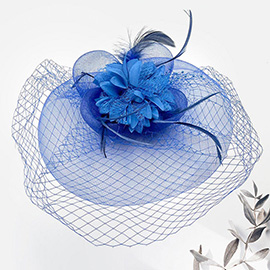 Feather Mesh Flower Fascinator / Headband