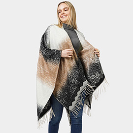 Lace Textured Ombre Cape Poncho