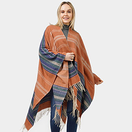 Aztec Patterned Cape Poncho