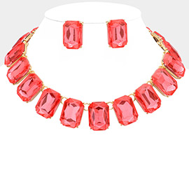 Emerald Cut Stone Link Evening Necklace