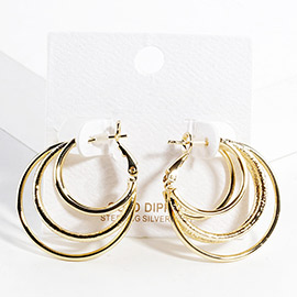 Gold Dipped Split 3D Metal Hoop Earrings