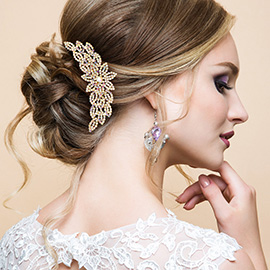 Floral Rhinestone Hair Comb