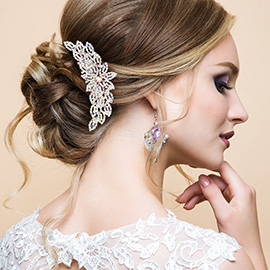 Floral Rhinestone Hair Comb