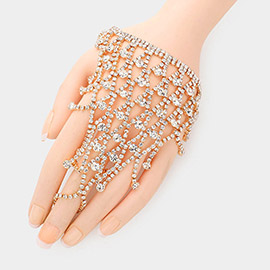 Round Stone Pointed Hand Chain Evening Bracelet