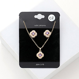 CZ Quatrefoil Pendant Necklace