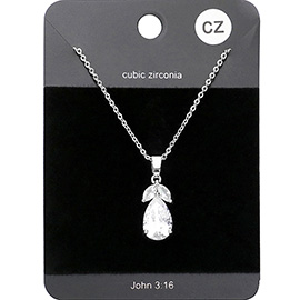 CZ Marquise Teardrop Pendant Necklace