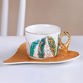 Feather Angel Wings Ceramic Tea Mug Cup and Saucer Set