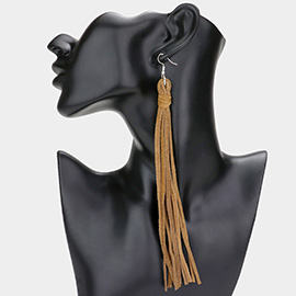 Genuine Leather Tassel Dangle Earrings