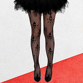 Skull Halloween Costume Fishnet Tights