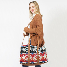 Aztec Patterned Duffle / Tote / Crossbody Bag