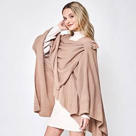 Shoulder Strap Solid Ruana Poncho