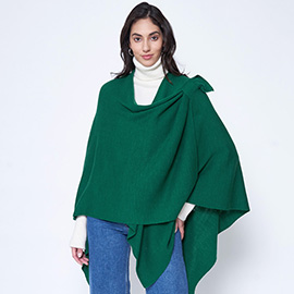 Shoulder Strap Solid Ruana Poncho