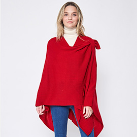 Shoulder Strap Solid Ruana Poncho