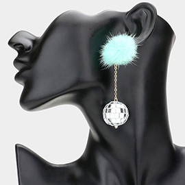 Pom Pom Disco Ball Link Dangle Earrings