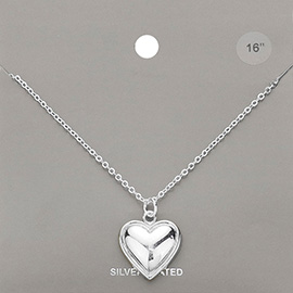 Silver Plated Metal Heart Pendant Necklace