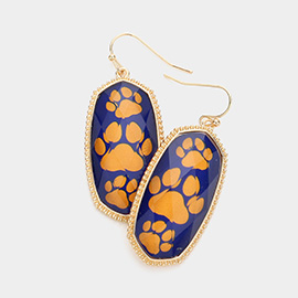 Game Day Triple Paw Pointed Hexagon Dangle Earrings