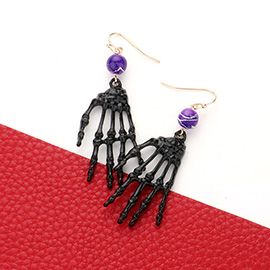 Skeleton Skull Hand Dangle Earrings