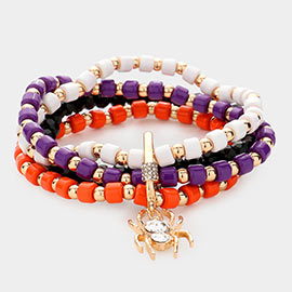 Spider Charm Multi Layered Beaded Stretch Bracelet