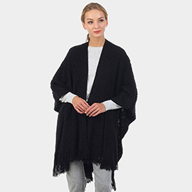 Cut Out Detailed Fringe Poncho